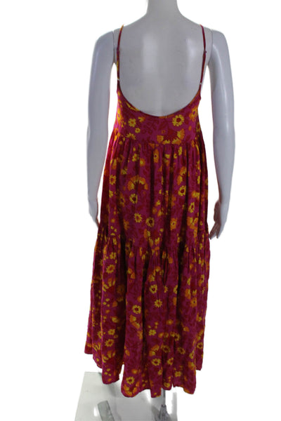 XIX Palms Women's V-Neck Spaghetti Straps Tiered Maxi Dress Floral Size XS
