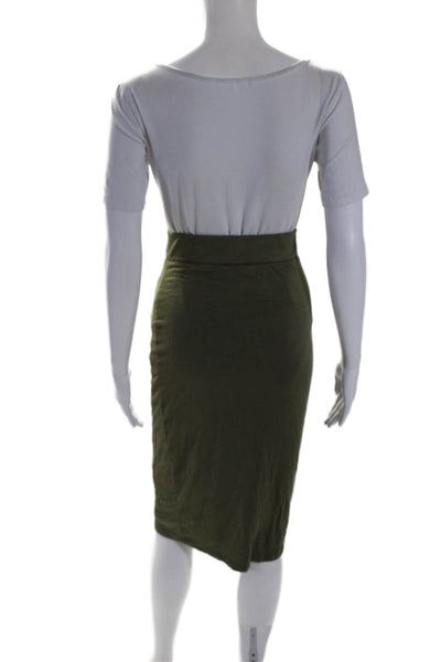 BLQ Women's Elastic Waist Fitted Unlined Midi Skirt Olive Green Size 1