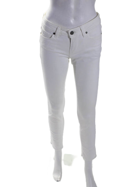 Paige White Womens High Rise Skyline Ankle Peg Jeans White Denim Size 25