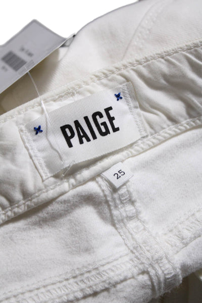 Paige White Womens High Rise Skyline Ankle Peg Jeans White Denim Size 25