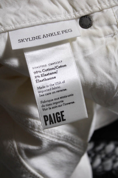 Paige White Womens High Rise Skyline Ankle Peg Jeans White Denim Size 25