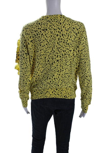 Philanthropy Womens Crew Neck Distressed Spotted Sweatshirt Yellow Size XS