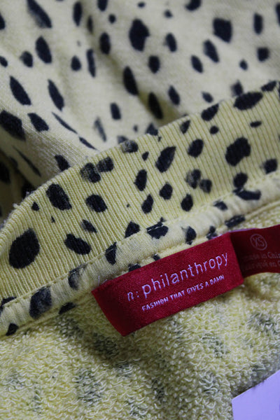 Philanthropy Womens Crew Neck Distressed Spotted Sweatshirt Yellow Size XS