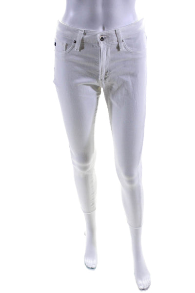 AG Adriano Goldschmied Womens High Rise Raw Hem Skinny Jeans White Size 26