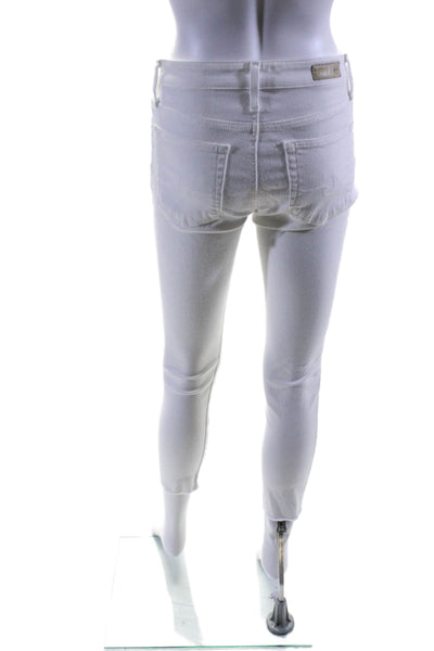 AG Adriano Goldschmied Womens High Rise Raw Hem Skinny Jeans White Size 26
