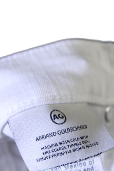 AG Adriano Goldschmied Womens High Rise Raw Hem Skinny Jeans White Size 26