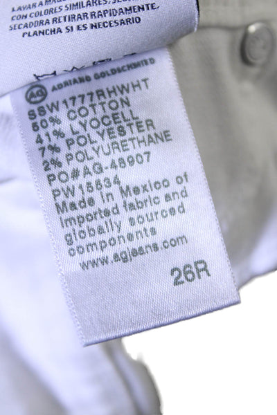 AG Adriano Goldschmied Womens High Rise Raw Hem Skinny Jeans White Size 26