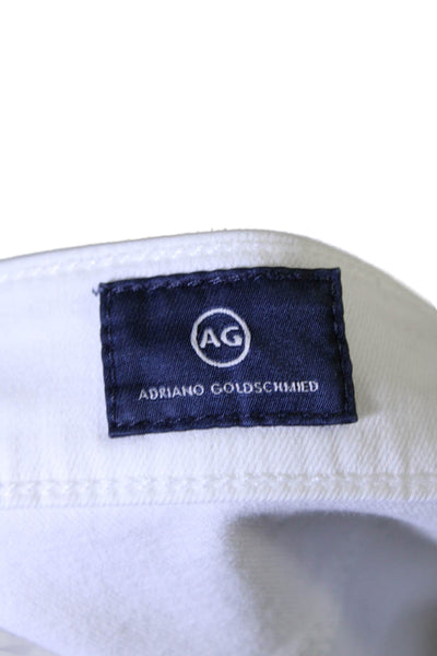 AG Adriano Goldschmied Womens High Rise Raw Hem Skinny Jeans White Size 26