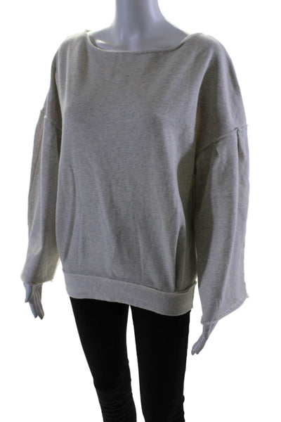 Free People Womens Cotton Embroidered Long Sleeve Sweatshirt Top Beige Size XS