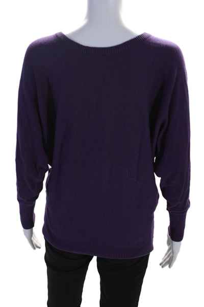 Feel The Piece Womens Long Sleeve V Neck Tight Knit Sweater Purple One Size