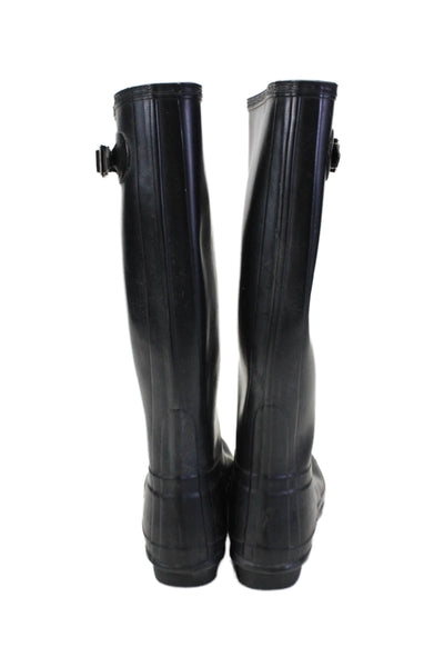 Hunter Womens Knee High Rubber Rain Boots Black Size 7