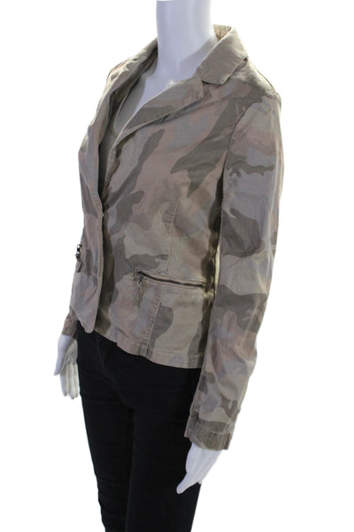 Marrakech Womens Brown Camouflaged Collar One Button Long Sleeve Jacket Size XS