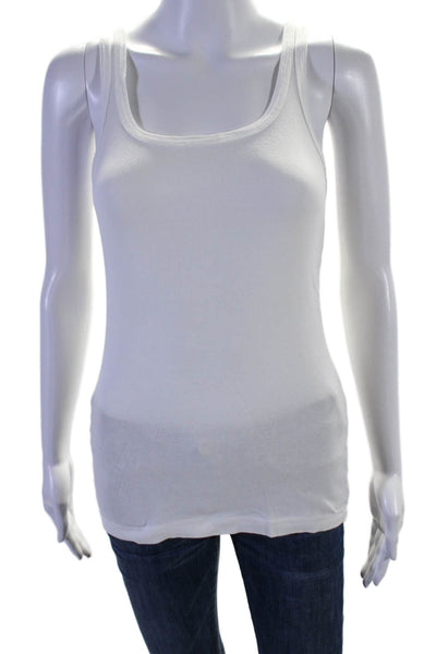 Splendid Womens Cotton Scoop Neck Sleeveless Tank Top White Size M