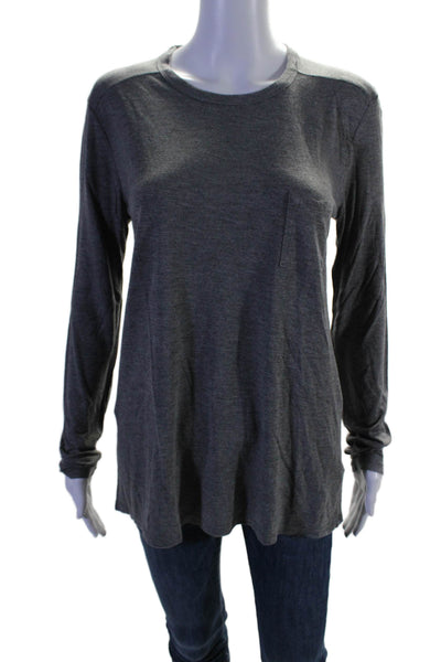 T Alexander Wang Womens Long Sleeve Crewneck Pullover T shirt Gray Size M