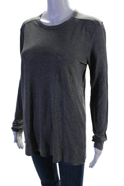 T Alexander Wang Womens Long Sleeve Crewneck Pullover T shirt Gray Size M