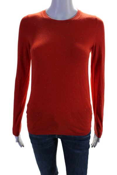 Whistles Women's Round Neck Long Sleeves Glitter Pullover Sweater Red Size S