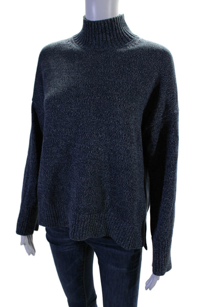 Everlane Womens Cotton Long Sleeve Mock Neck Pullover Sweater Blue Size S