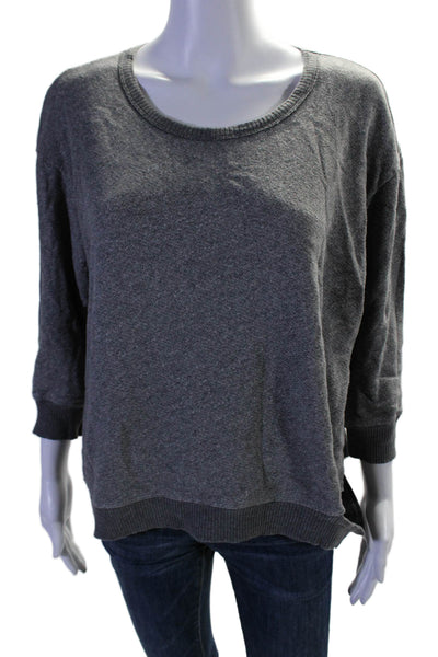 Wilt Womens Cotton Round Neck Long Sleeve Pullover Sweatshirt Top Gray Size M