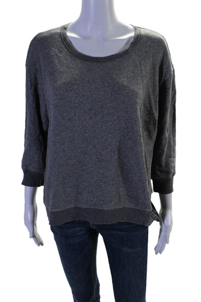 Wilt Womens Cotton Round Neck Long Sleeve Pullover Sweatshirt Top Gray Size M