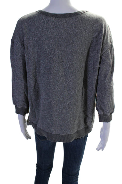 Wilt Womens Cotton Round Neck Long Sleeve Pullover Sweatshirt Top Gray Size M