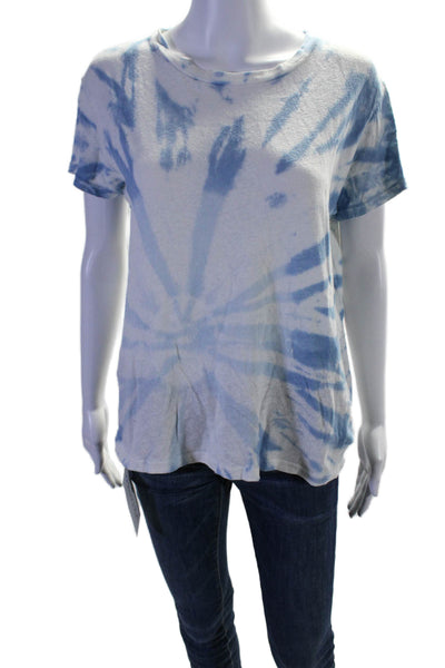 Mother Womens Tie Dye Round Neck Short Sleeve Pullover T-Shirt Top White Size S