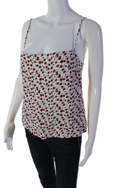 Reformation Womens Floral Square Neck Pullover Tank Top Blouse White Size S