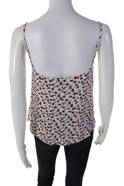 Reformation Womens Floral Square Neck Pullover Tank Top Blouse White Size S