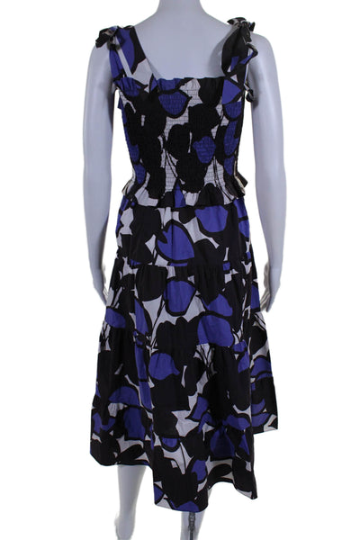 Tyler Boe Womens Abstract Print Square Neck Long Dress Blue Black Small