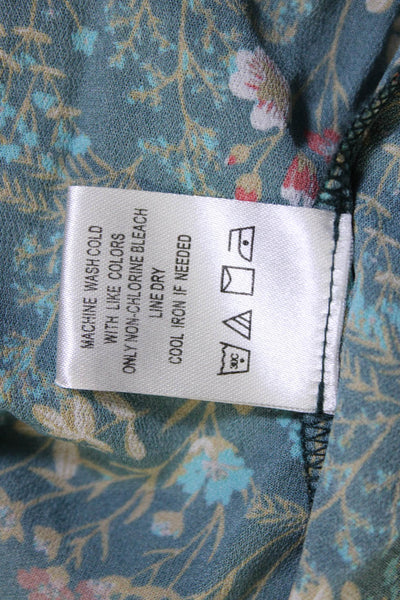 Tyler Boe Womens Floral Print Scoop Neck Long Dress Gray Size Small