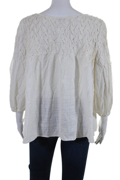 Tyler Boe Womens Long Sleeve Pullover Boat Neck Blouse White Size Small