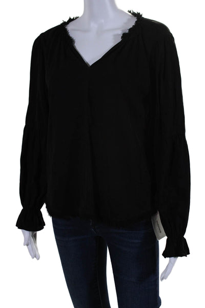 Maven West Womens Long Sleeves V Neck Pullover Blouse Black Size Small