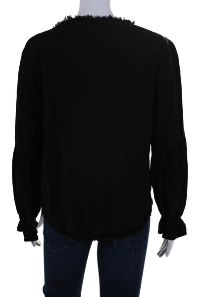 Maven West Womens Long Sleeves V Neck Pullover Blouse Black Size Small