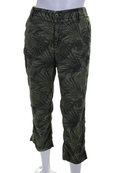 Marrakech Womens Leaf Print Skinny Leg Pants Green Cotton Blend Size 27