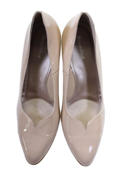 BeautiFeel Womens Patent Leather Slide On High Heel Lia Pumps Beige Size 38 8