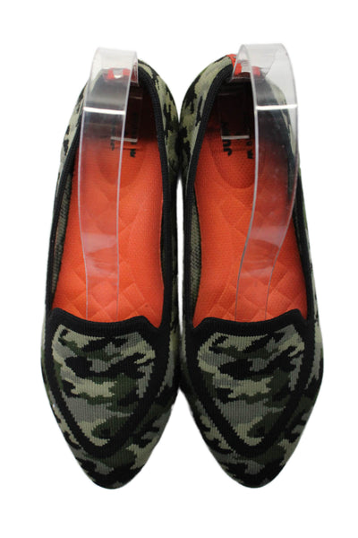 Birdies X Judy Womens Camouflage Print Blackbird Loafers Green Black Size 7