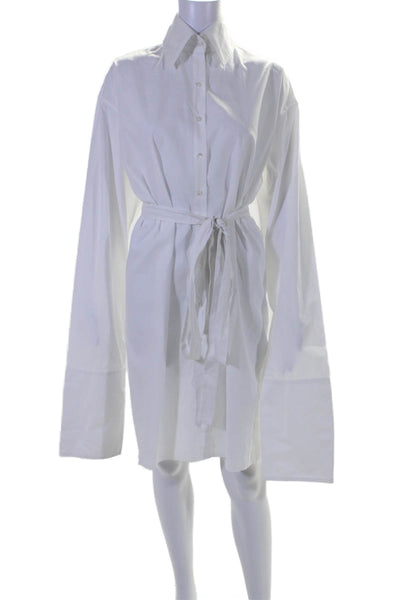 Marques Almeida Womens Button Down Belted Shirt Dress White Size Extra Small