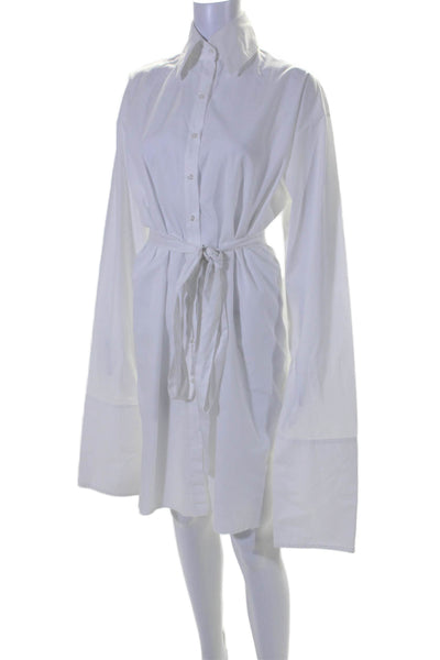 Marques Almeida Womens Button Down Belted Shirt Dress White Size Extra Small