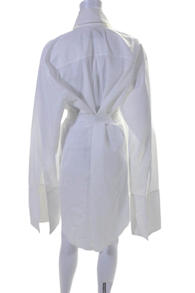 Marques Almeida Womens Button Down Belted Shirt Dress White Size Extra Small