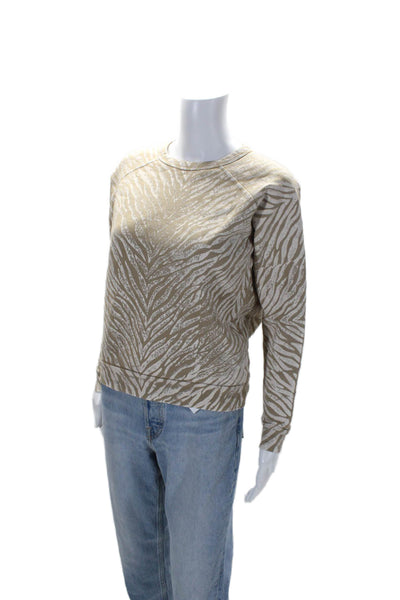 Philanthropy Womens Long Sleeve Snakeskin Print Crew Neck Sweater White Gray XS