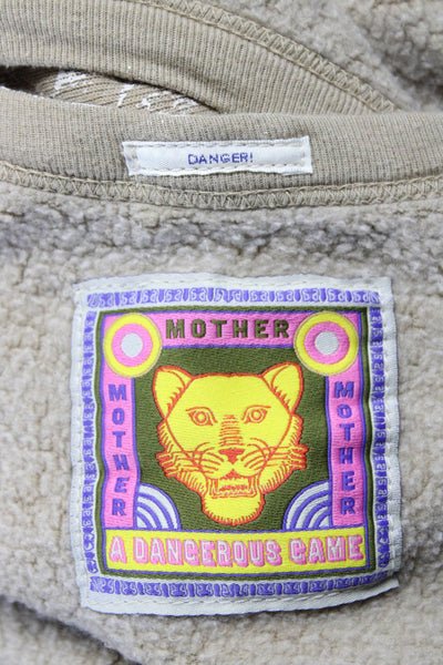 Mother Womens Crew Neck Tiger Striped Sweatshirt Brown White Cotton Size XS