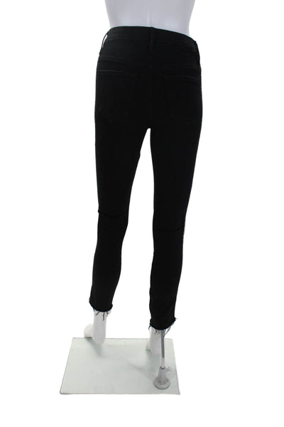 Mother Womens High Waisted Beaded Trim Looker Ankle Fray Jeans Black Size 23