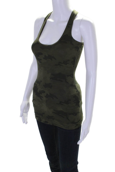 Lululemon Womens Camouflage Print Racer Back Pullover Tank Top Green Size Small