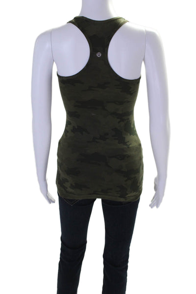 Lululemon Womens Camouflage Print Racer Back Pullover Tank Top Green Size Small