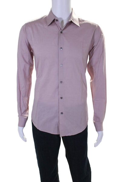 Theory Mens Sylvain Air Precise Button Down Shirt Pink Cotton Size Medium