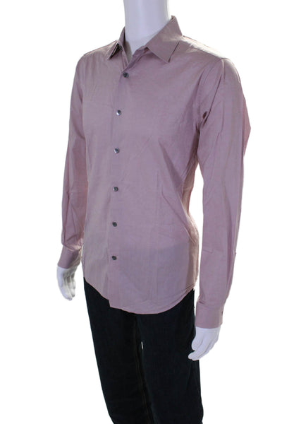 Theory Mens Sylvain Air Precise Button Down Shirt Pink Cotton Size Medium