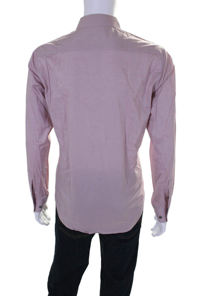 Theory Mens Sylvain Air Precise Button Down Shirt Pink Cotton Size Medium