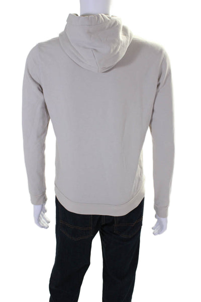 Theory Mens Long Sleeves Essentiel Cure Fleece Hoodie Beige Size Extra Small