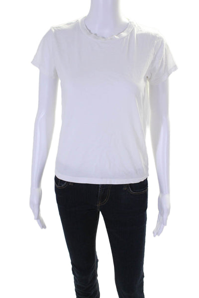 Mother Womens Cotton Short Sleeve Crewneck T shirt White Size XS