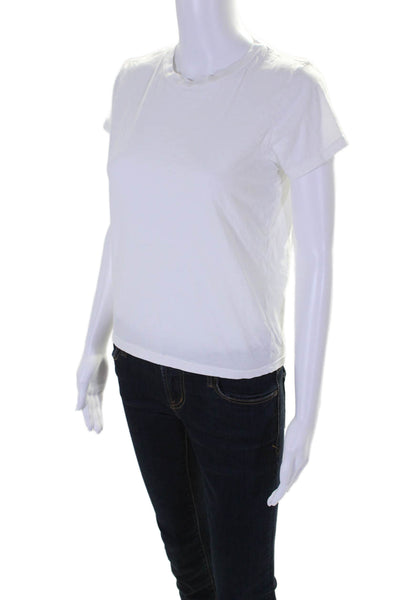 Mother Womens Cotton Short Sleeve Crewneck T shirt White Size XS
