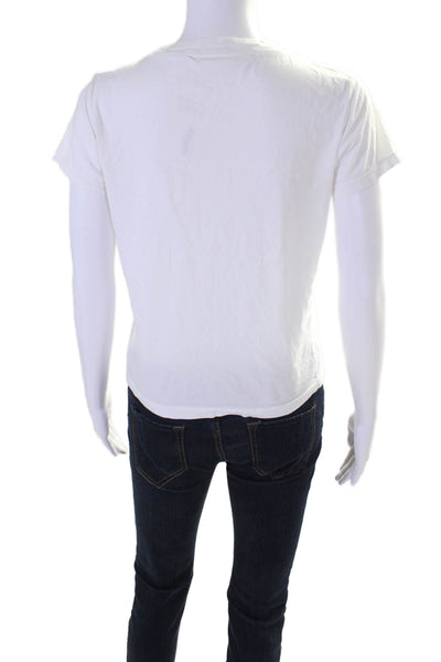 Mother Womens Cotton Short Sleeve Crewneck T shirt White Size XS